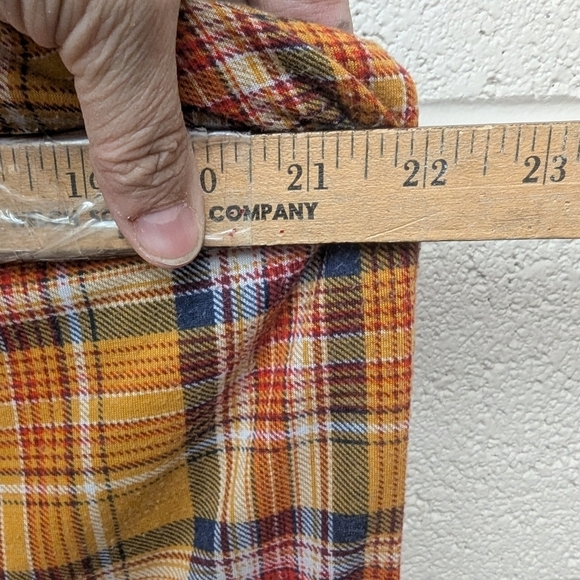 Bobbie Brooks 1X plus flannel look button down shirt in mustard - Picture 8 of 9